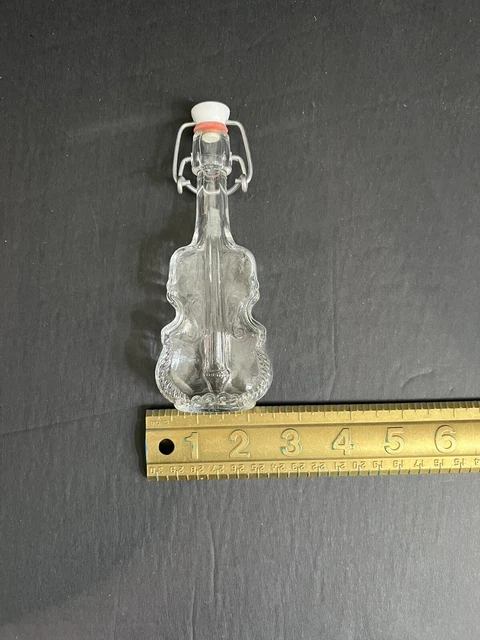 Violin-shaped Glass Bottle. Italian Clear Glass. German-styled Lid. Great Shape