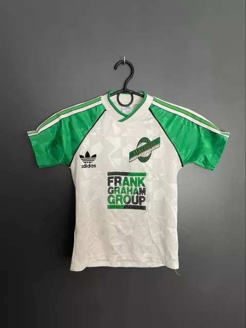 Hibernian 1989/1991 Away Football Shirt Adidas Vintage Jersey Size 26/28 Boys