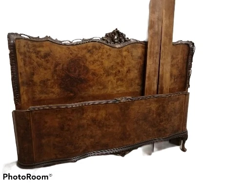 Letto Matrimoniale Anni 50 Chippendale Radica Scura Manifattura Italiana