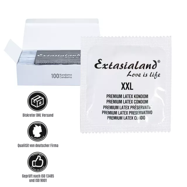 Extasialand® 100 Stück Kondome XXL Kondom 100er extra große Condome Large