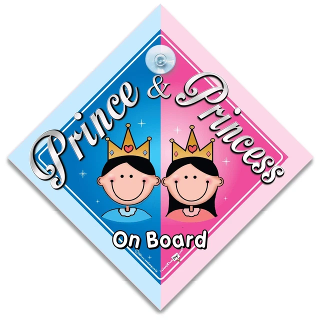 Prinz & Prinzessin an Bord Autoschild, Baby an Bord Schild, Saugnapf Autoschild