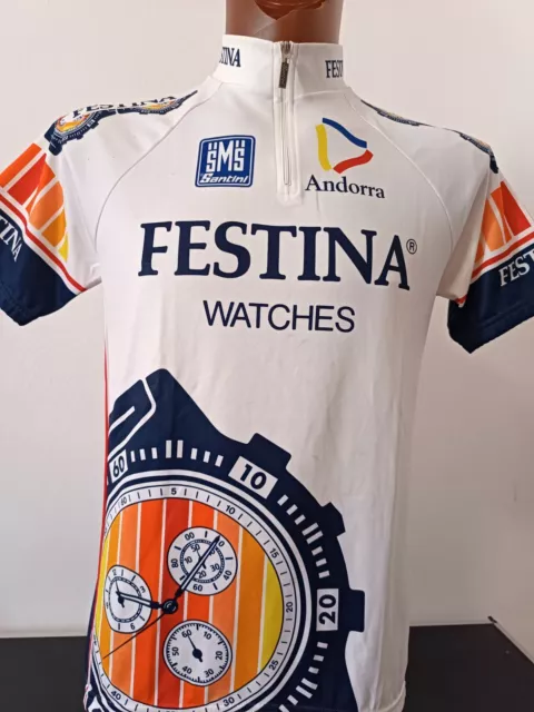 maglia ciclismo vintage team festina watches andorra santini  tg L