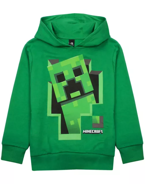 MINECRAFT CREEPER INSIDE Boys Green Hoodie Gamer Kids Hooded Sweater ...
