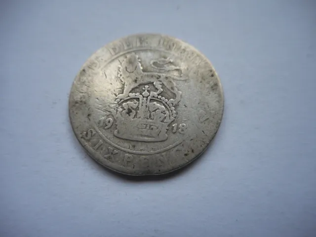 1918 George V Silver Sixpence Coin