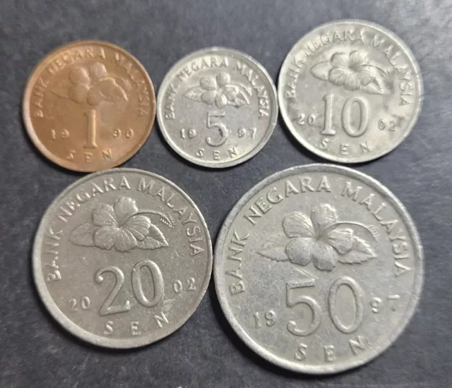 Malaysia 1  5, 10, 20, 50 Sen Coins