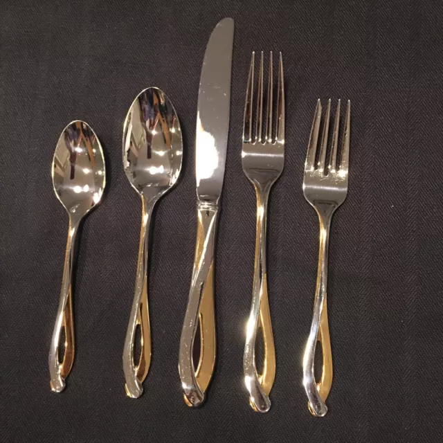 Lenox " Kirk Stieff Debut Gold"  Flatware- 5 Piece Place Setting 2