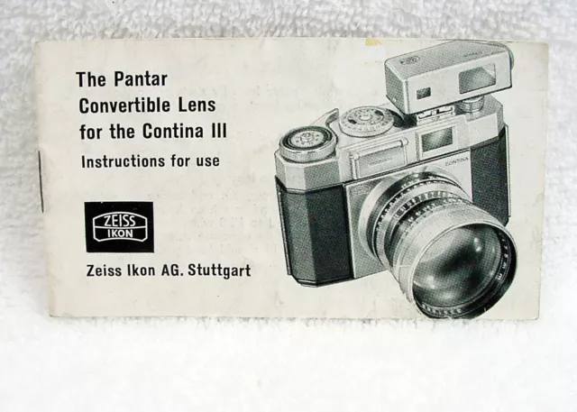 The Pantar Lens for Contina III Instructions | 13 pg | Pics & Text | $6.95 |