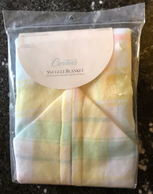 Carters Fold & Snap Snuggle Baby Blanket Multi Color Made in USA 33"x33" 201796