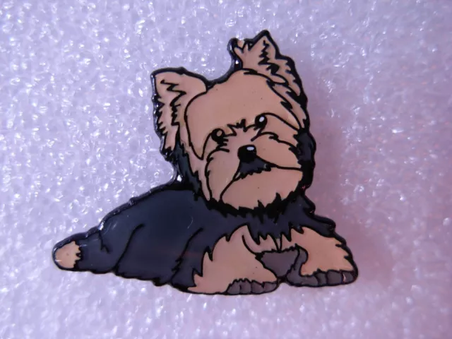 Yorkshire Terrier pin badge. Nice pet dog design. Yorkie. Miniature