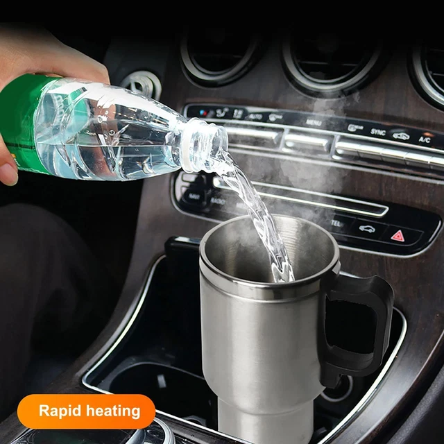 500ml 12V Travel Coffee Heated Mug Car Based Heating Kettle Cup Steel L0K2