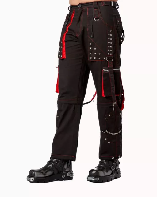 Darkwear Red & Black Chain Trousers Gothic Cyber Chain Thread Bondage Metal Stud 2