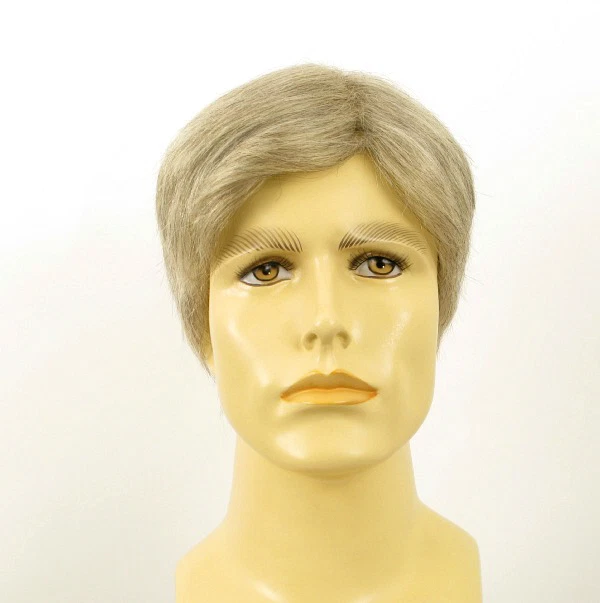 Perruque Homme Cheveux Naturels Blanc Gris Mèchés - Modèle DANY 51 - Taille Moyenne