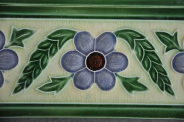6Pc Vintage Majolica Decorative Flower Art Nouveau Architecture Tiles,Japan 2