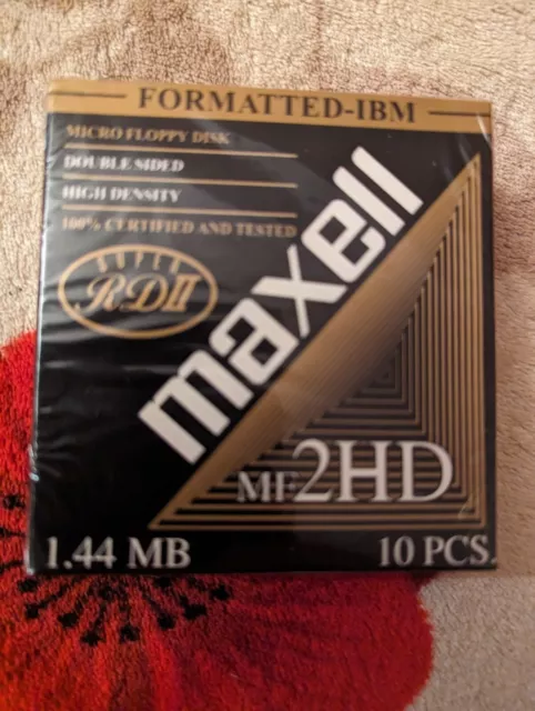 New & Sealed Maxell MF2HD 1.44 MB Micro Floppy Disc Pack Of 10 Double Sided