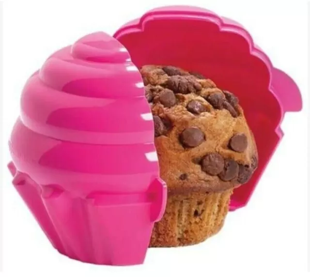 TUPPERWARE Muffin Cupcake Cake Keeper Holder Forget Me Not PINK