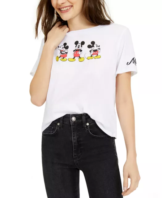 Disney Juniors' Mickey Mouse Graphic T-Shirt (Small, White)