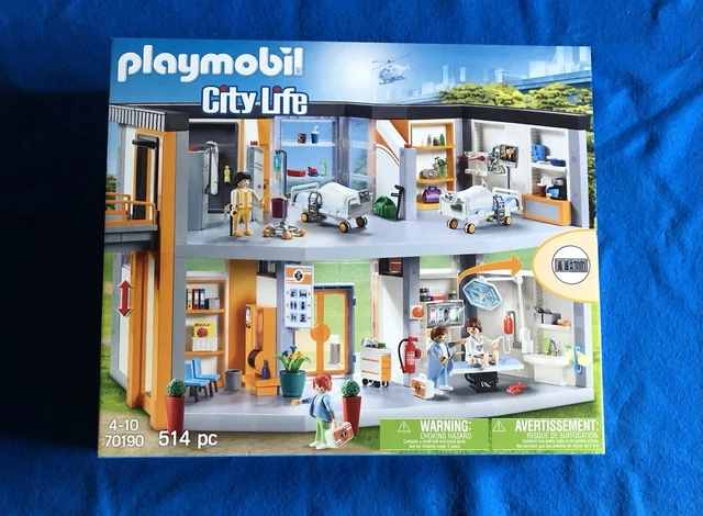 PLAYMOBIL CITY LIFE 70190 Großes Krankenhaus mit Einrichtung 512 Teile ...