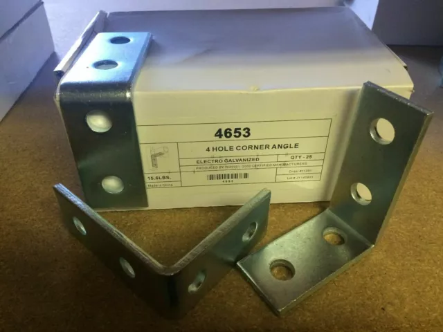 4-Hole 90° Corner Angle Fitting for Unistrut / B-Line Channel #4653 P1325 Zinc 2