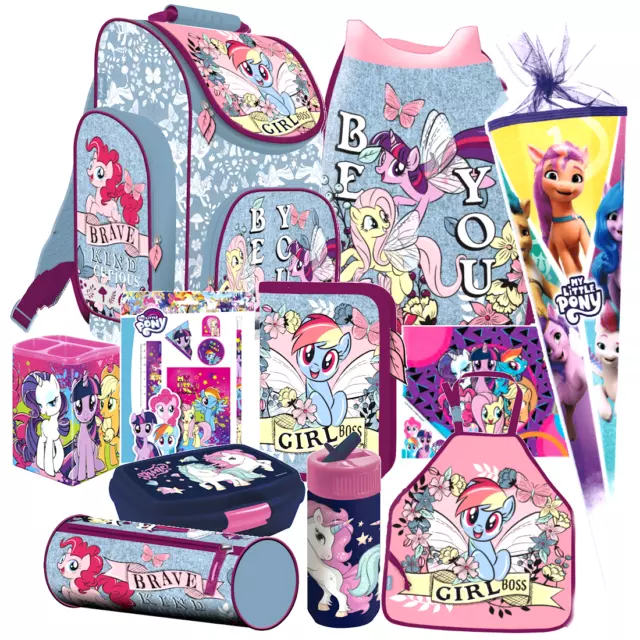 my little pony Einhorn 16 tlg SCHULRANZEN Set Ranzen SCHULTÜTE TORNISTER Schürze