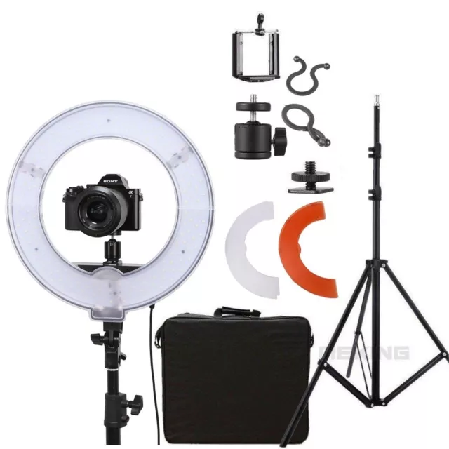 14" 40W 5500K Dimmable LED Adjustable Ring Light Kit With Diffuser Light Stand