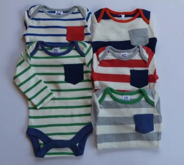 Baby Boden Boys Single Stripe Vests Bodysuit/ Body Long Sleeved  Bnwot