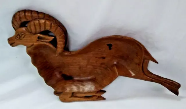 Carved Wooden Ram Serving Tray