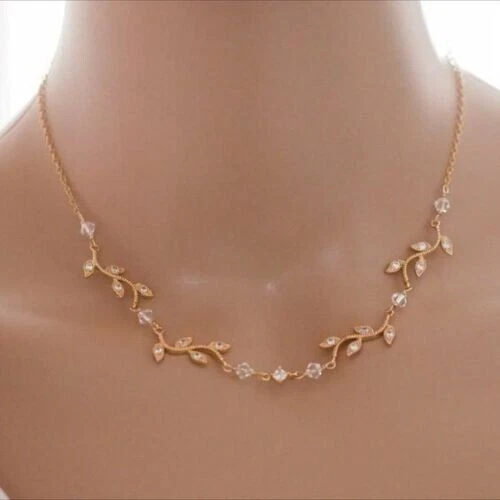 2Ct Round Cut Real Moissanite Women Necklace 14K Yellow Gold Silver Plated Chain