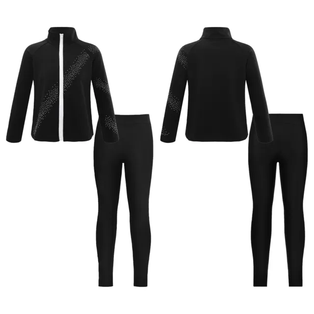 Kids Suit Workout Sports Outfits Stand Collar Set Tops Costume Outwear Unisex