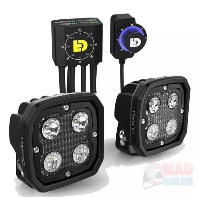 Denali D4 LED Spot Lights & DialDim Smart Controller Motorcycle Bundle Kit