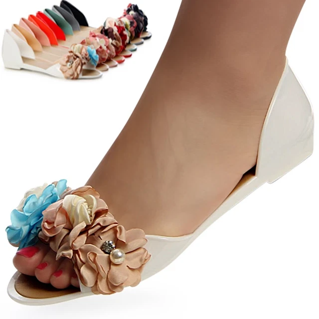 Sandales pour Femmes Fleur Sandalettes Décoré Chaussures de Plage Bain