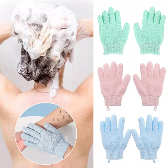 Nylon Cepillo Malla Esponja Exfoliante Espalda Masajeador Cinco Dedo Baño Casa "