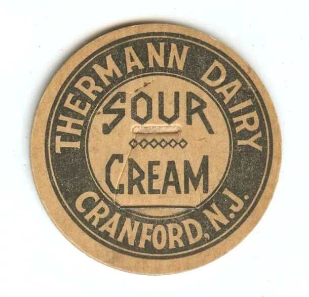 THERMAN Dairy . CRANFORD New Jersey nj. SOUR CREAM Milk Bottle Cap UNUSED