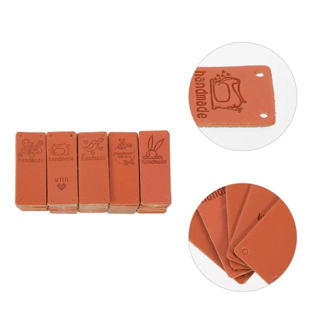 100 Pcs Leather Sew Labels Handmade Label Crochet Tags Manual