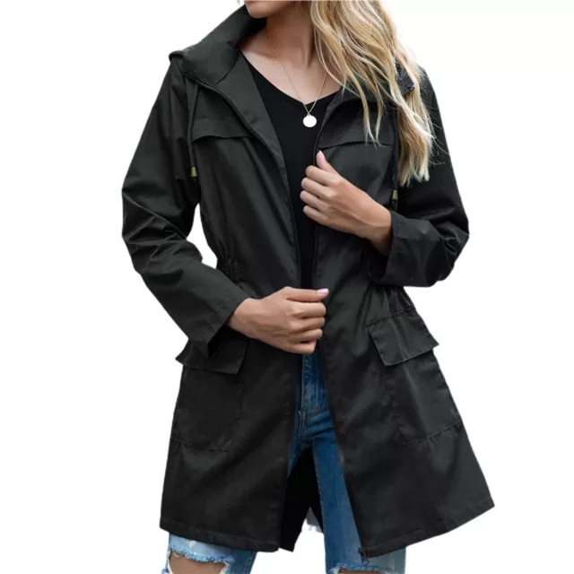 Lady Climbing Coat Long Sleeves with Hat Water Resistant Women Jacket Waterproof