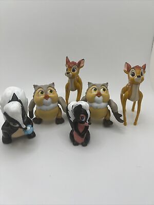VINTAGE Disney Bambi Play Figurines or Cake Topper Toy Figures. Lot Of 6