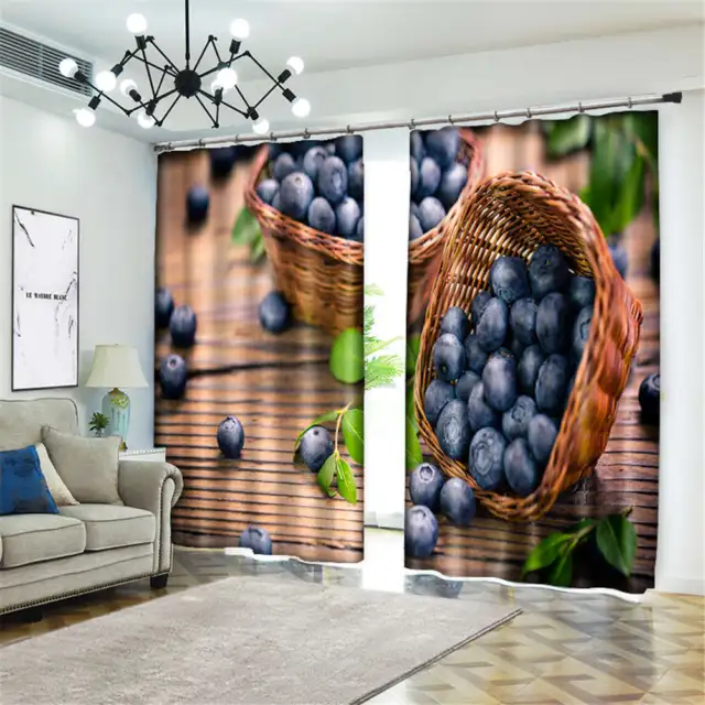 Blueberries Baskets 3D Curtains Blockout Photo Printing Curtains Drape Fabric