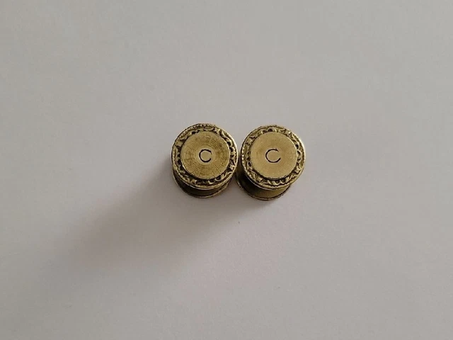 VINTAGE KUM-A-PART CUFFLINKS Mono F Gold Stripes 1920s 1930s Snap B&W Co USA $24.99