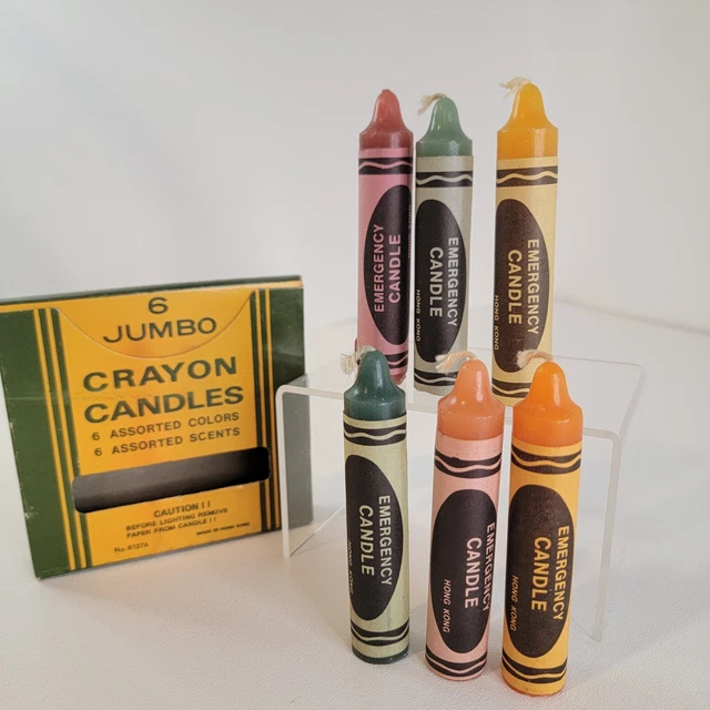 VINTAGE EMERGENCY CRAYON Candles 6 Jumbo Colors Different Scented