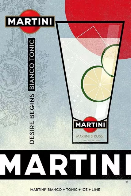 Poster Manifesto Locandina Pubblicità Stampa Vintage Aperitivo Martini 50x70 Cm.