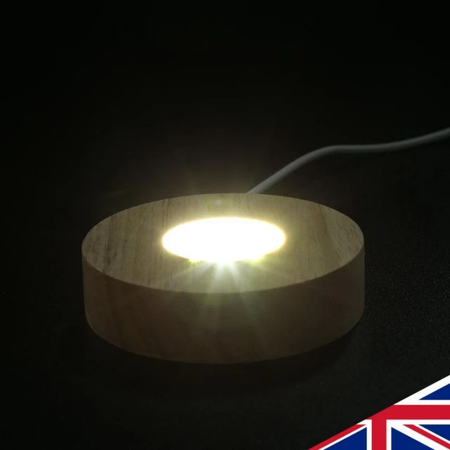 CRYSTAL PYRAMID LAMP Base Decor Wooden LED Display Holder (White) £5.88 ...