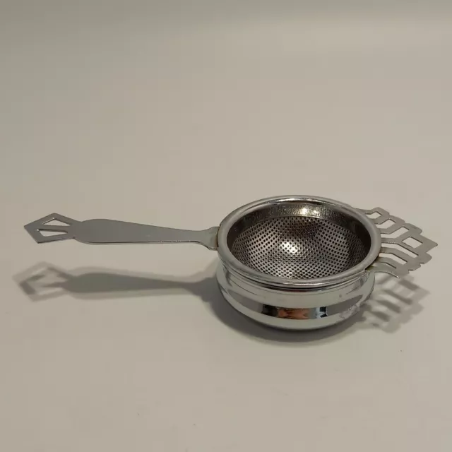 Chrome Plated Vintage Tea Strainer & Drip Pot - Made in England