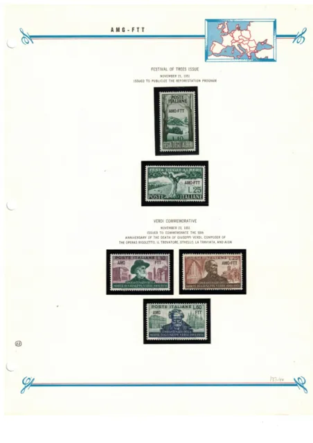 AMG FTT Italy Trieste Zone A 1951 Issues on Bush Album Page MNH