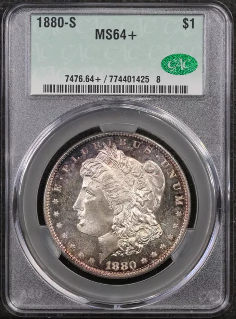 1880-S Morgan Dollar - CACG MS 64+ - Semi-PL - CAC - San Fran - Uniquely Toned