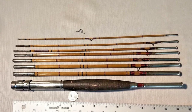 Vintage Split Bamboo Fly Rod, travel rod In 8 sections,