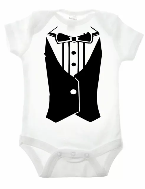 Tuxedo And Bow Tie Babygrow - Funny Newborn Gift Baby Bodysuit