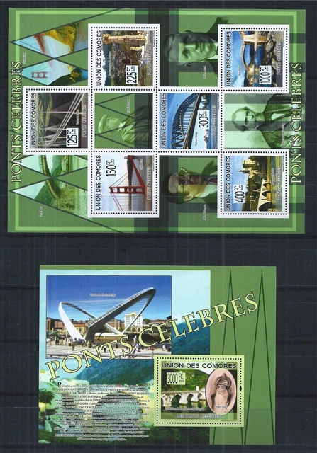 Comores Comoros 2009 Set Minr : 2217 - 22 Block 489 Famous Bridges Golden Gate