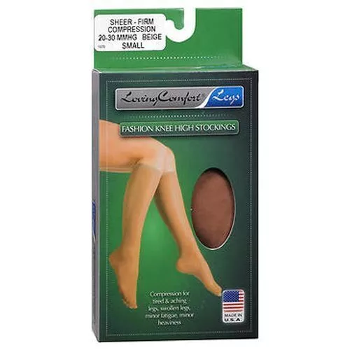 Loving Comfort Jambes Mode Hauteur Genou Bas Ferme Compression Beige Petit 1 E