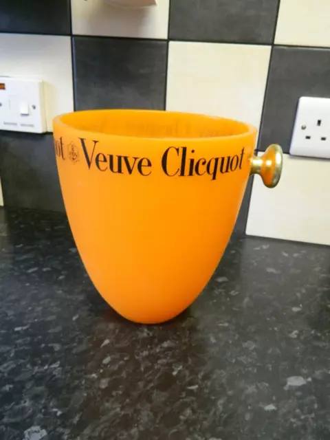Veuve Clicquot French Champagne Ice Bucket Chiller Orange w/ Gold Handle
