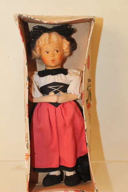 Charmante Petite Poupée Ancienne En Composition, 34 Cm, Vintage, Collection