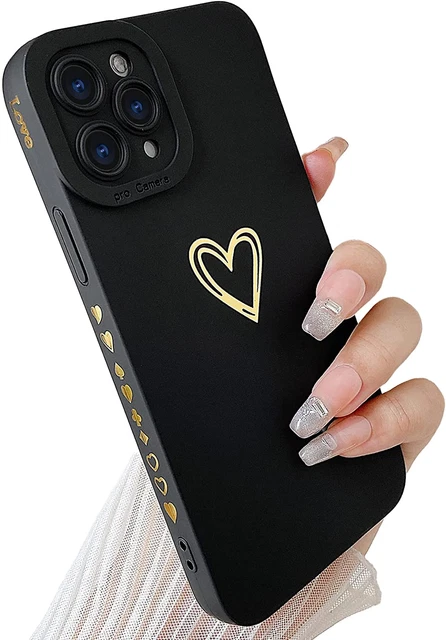 Funda Corazón Negro Oro Para Mujeres y Niñas Compatible Con Apple iPhone 11 Pro